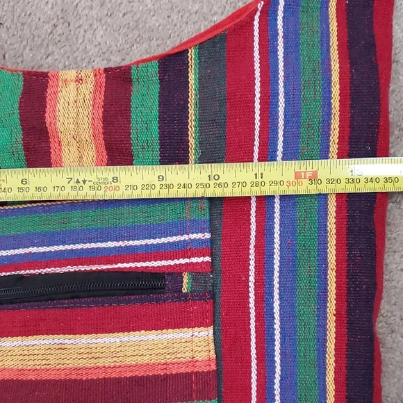 Multicolor Striped Cotton Crossbody Boho Hippie Festival Vacation Sling Bag - Picture 8 of 9
